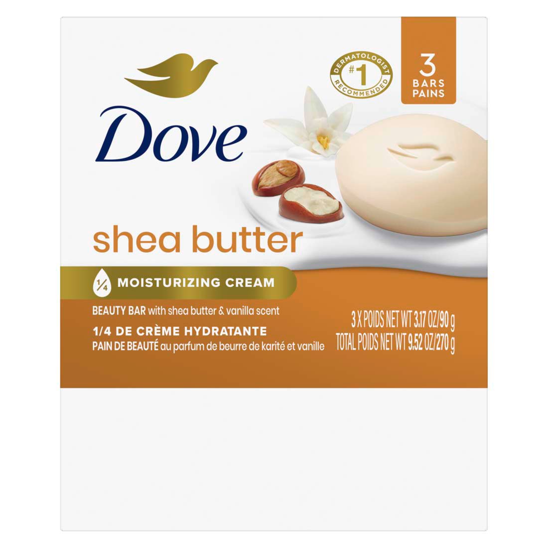 Dove Shea Butter & Vanilla Scent Beauty Bar 3 x 106g