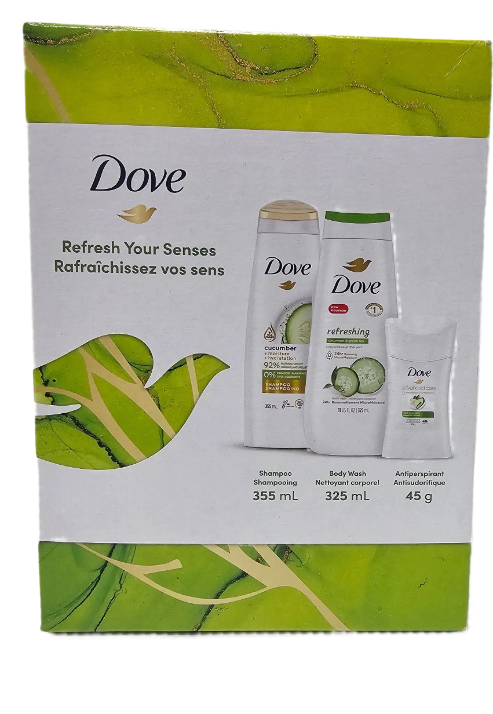 Dove Gift Set 3 Items Cucumber Scent Shampoo + Body Wash + Antiperspirant