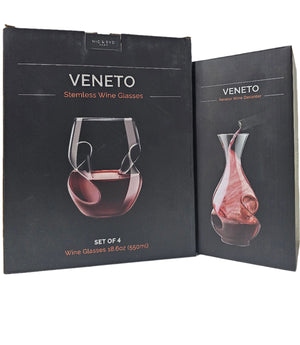 Nic & Syd Veneto Stemless Wine Glasses Set w/ Aerator Wine Decanter - CURBSIDE PICK UP ONLY