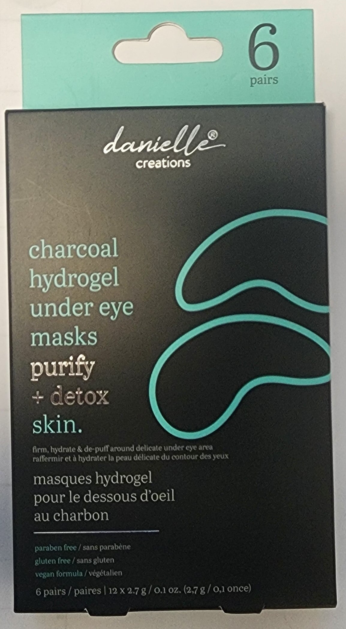 Danielle Creations Charcoal Hydrogel Under Eye Mask Purify + Detox 6 Pairs