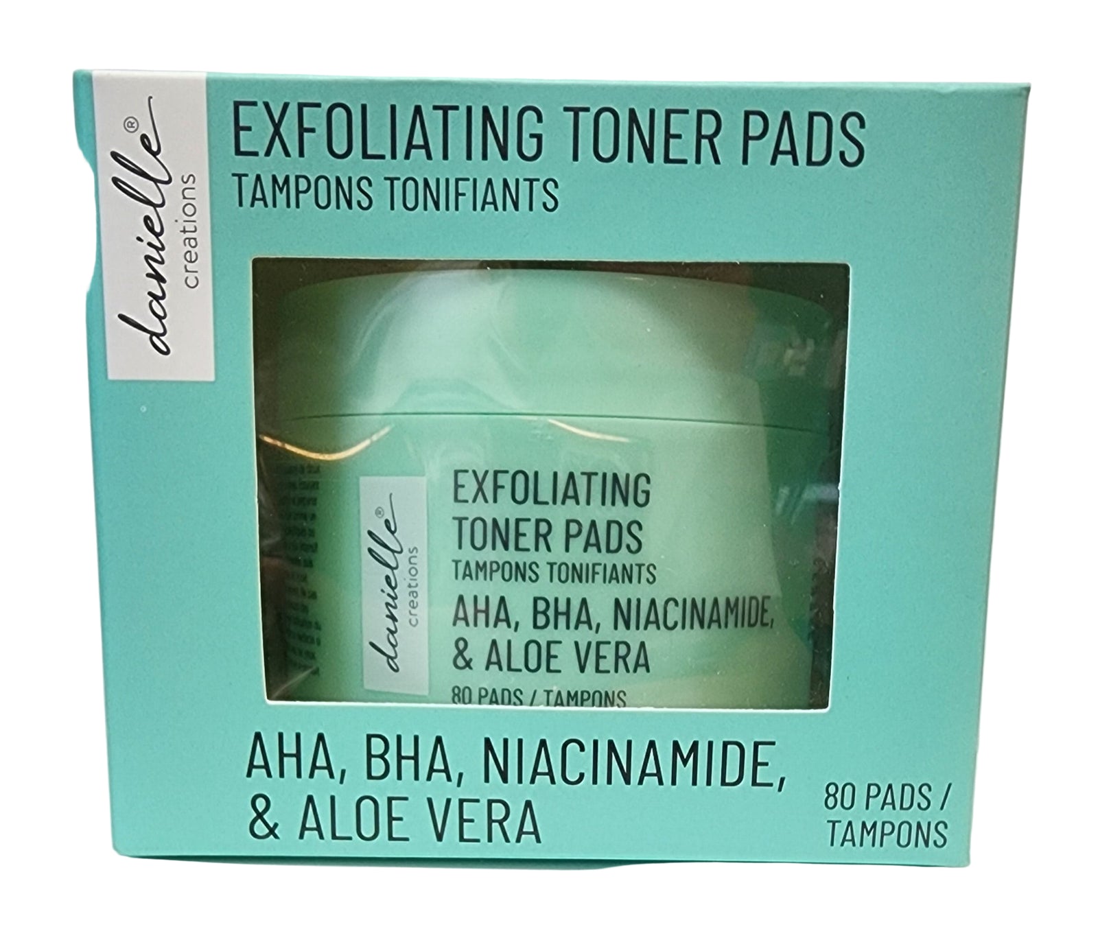 Danielle Creations Exfoliating Toner Pads with AHA, BHA Niacinamide, & Aloe Vera (80 Pads)