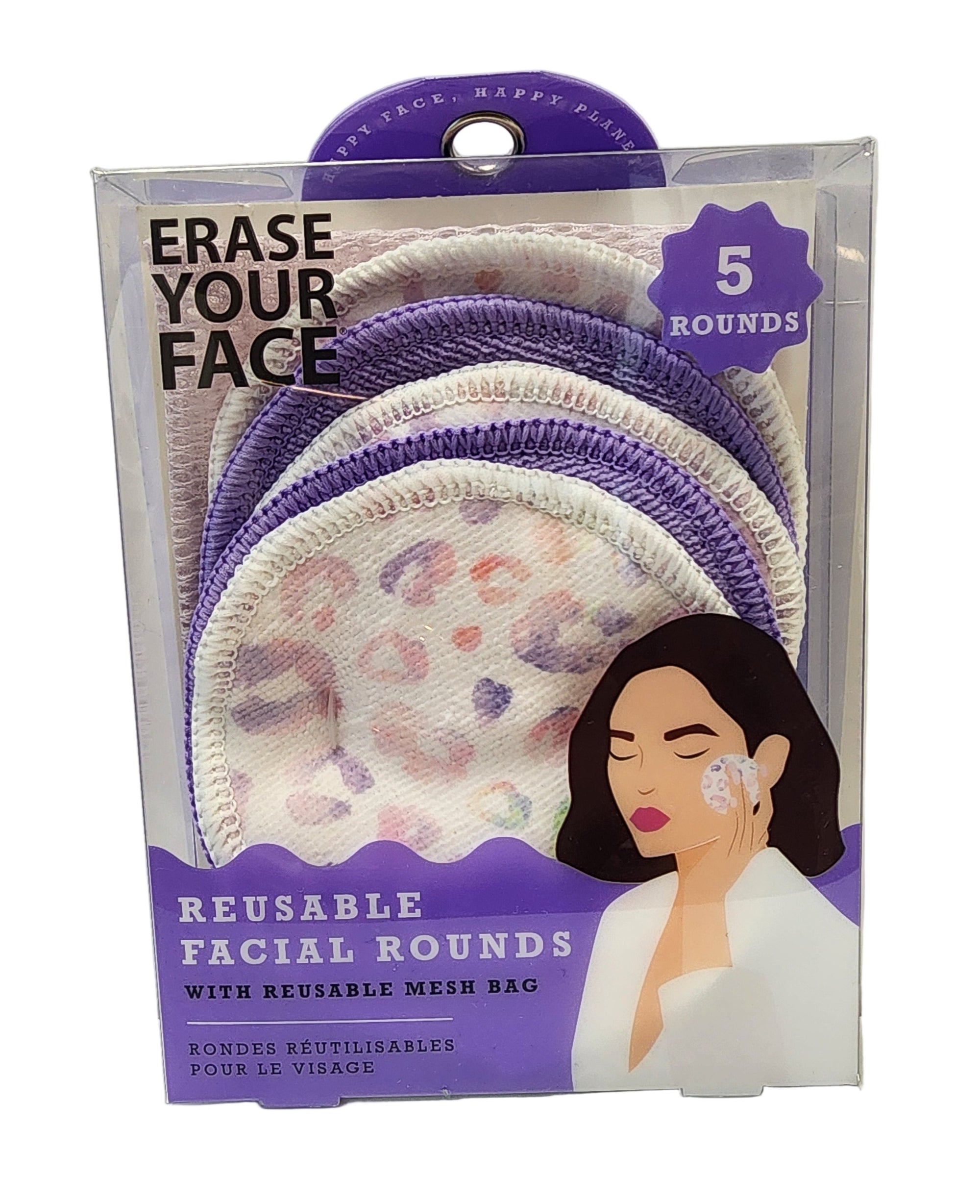 Erase Your Face Reusable Facial Rounds with Reusable Mesh Bag (5 rounds)