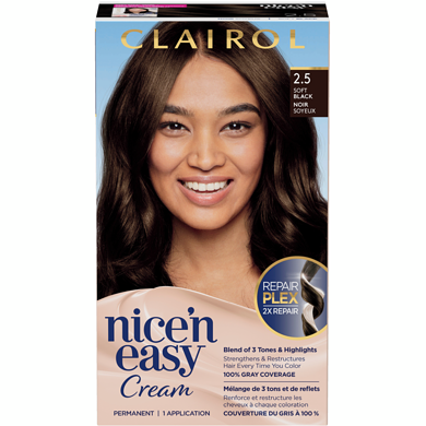 Clairol Nice'n Easy Cream Repair Plex Hair Colour, 2.5 Soft Black