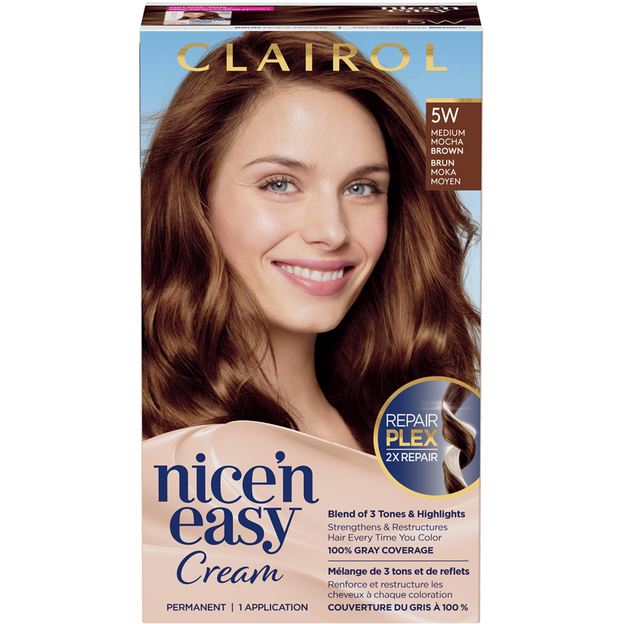 Clairol Nice'n Easy Cream Repair Plex Hair Colour, 5W Medium Mocha Brown