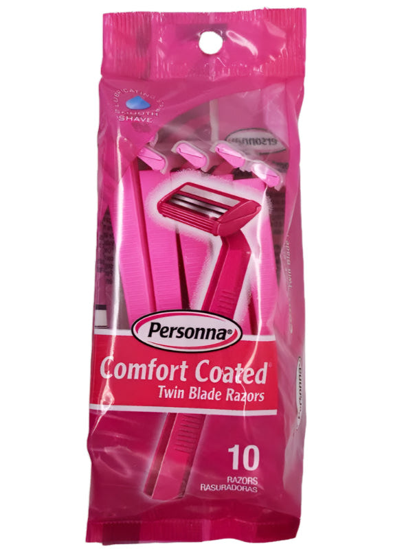 Personna Comfort Coated Twin Blade Razors 10 Razors (Pink)