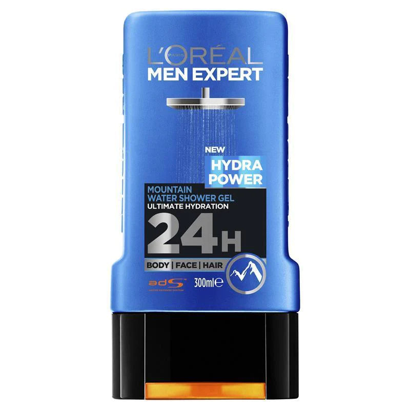 L'oreal Men Expert Hydra Power 24Hr Mountain Water Body Face Hair Wash 300ml