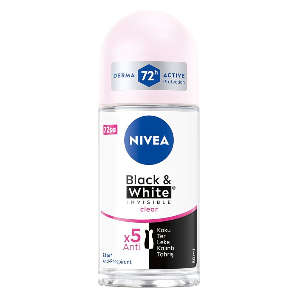 Nivea Black & White Invisible Clear 72H Protection Roll On Deodorant 50ml