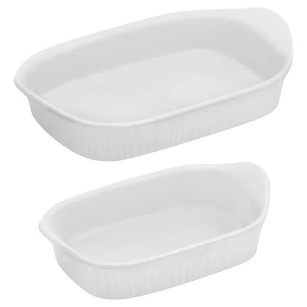 Corningware French White 2 Piece Rectangular Baking Dishes 2 piece Set - CURBSIDE PICK UP ONLY