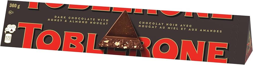 Toblerone Dark Chocolate With Honey & Almond Nougat 360g