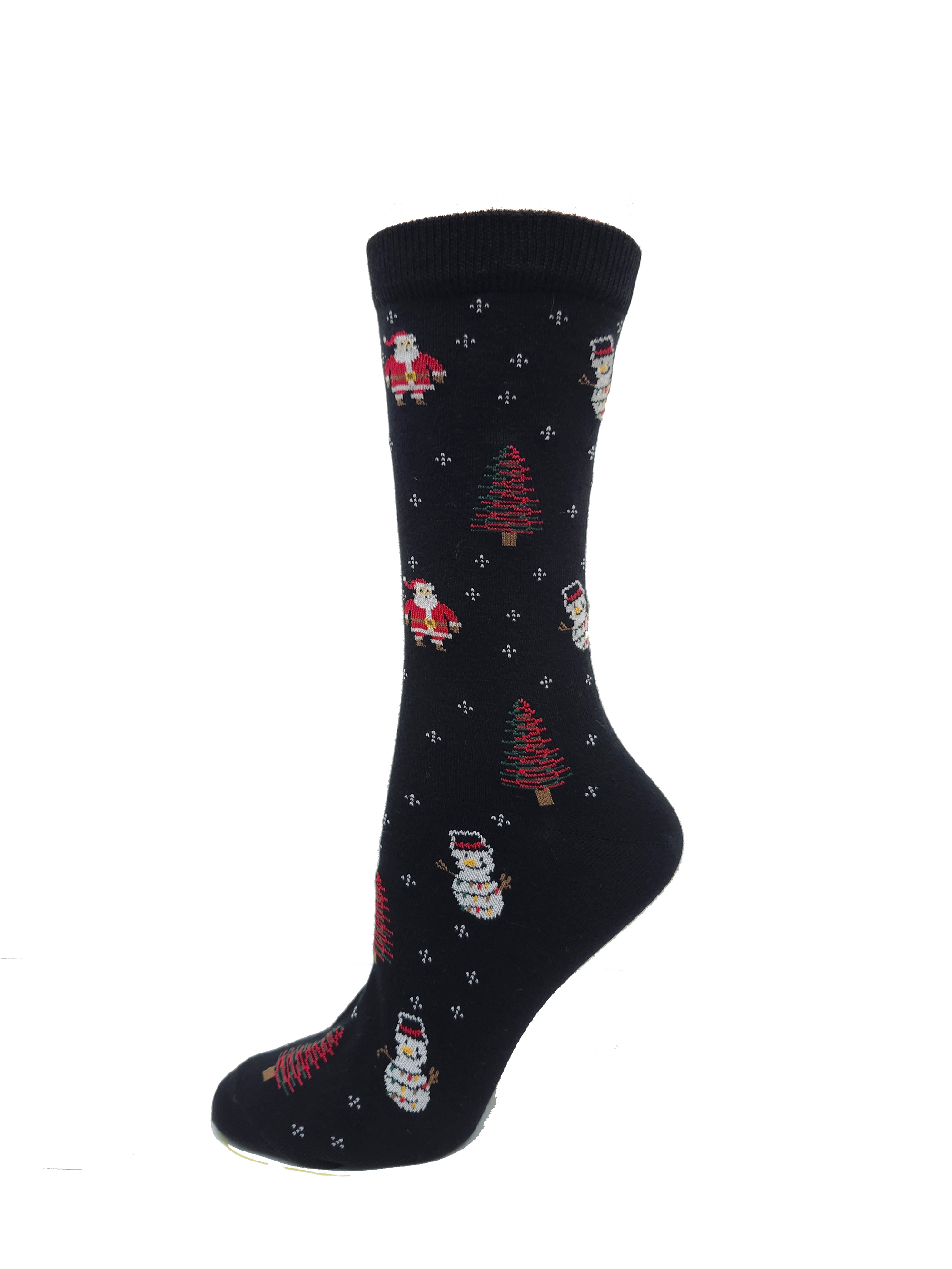 Ladies Key Snowman and Tree Black