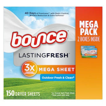 Bounce Lasting Fresh Outdoor Fresh & Clean 150 Sheets (2 Boxes inside)