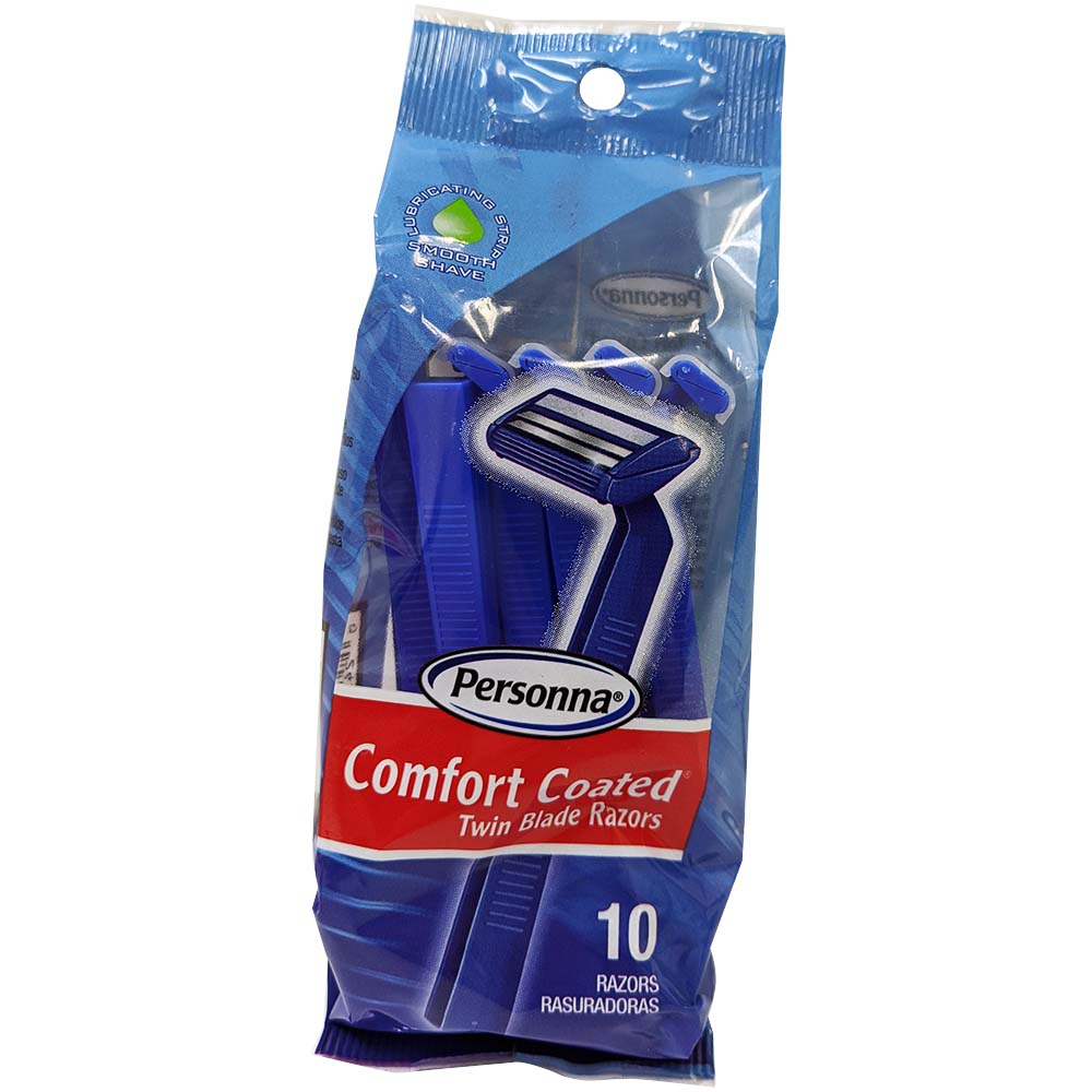 Personna Comfort Coated Twin Blade Razors 10 Razors (Blue)