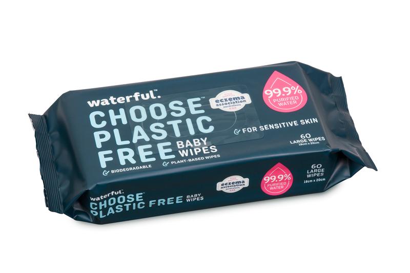 Waterful Choose Plastic Free 99.9% Purified Water 60 Large Baby Wipes