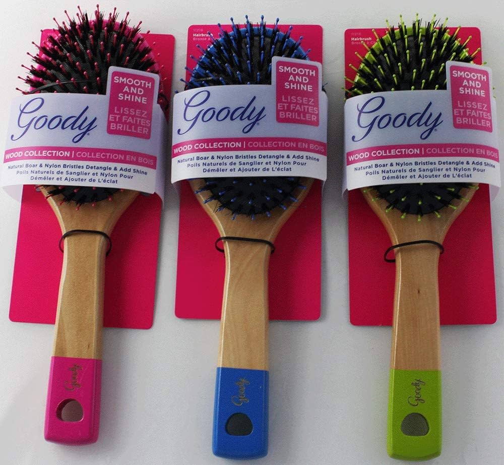 Goody Wood Collection Hairbrush Natural Boar & Nylon Bristles (Oval)- 11218