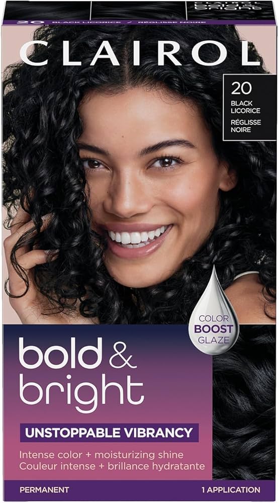 Clairol Bold & Bright Permanent Hair Dye, 20 Black Licorice Hair Color