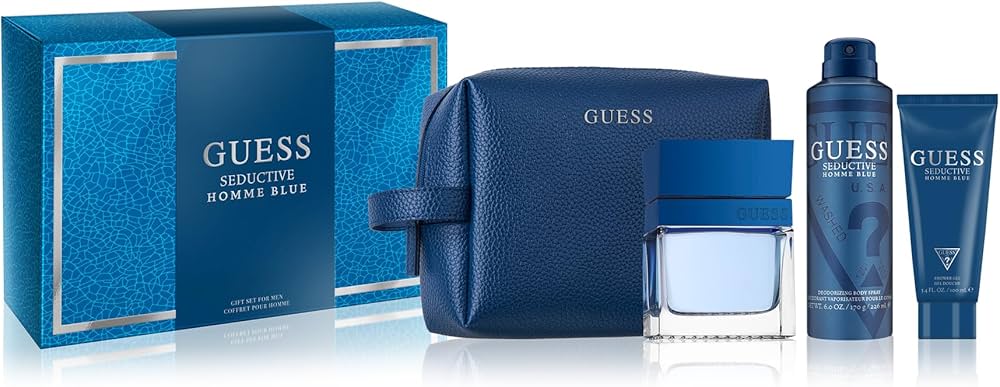 Guess Seductive Homme Blue 4pc Set 100ml Edt Men (w/ pouch)