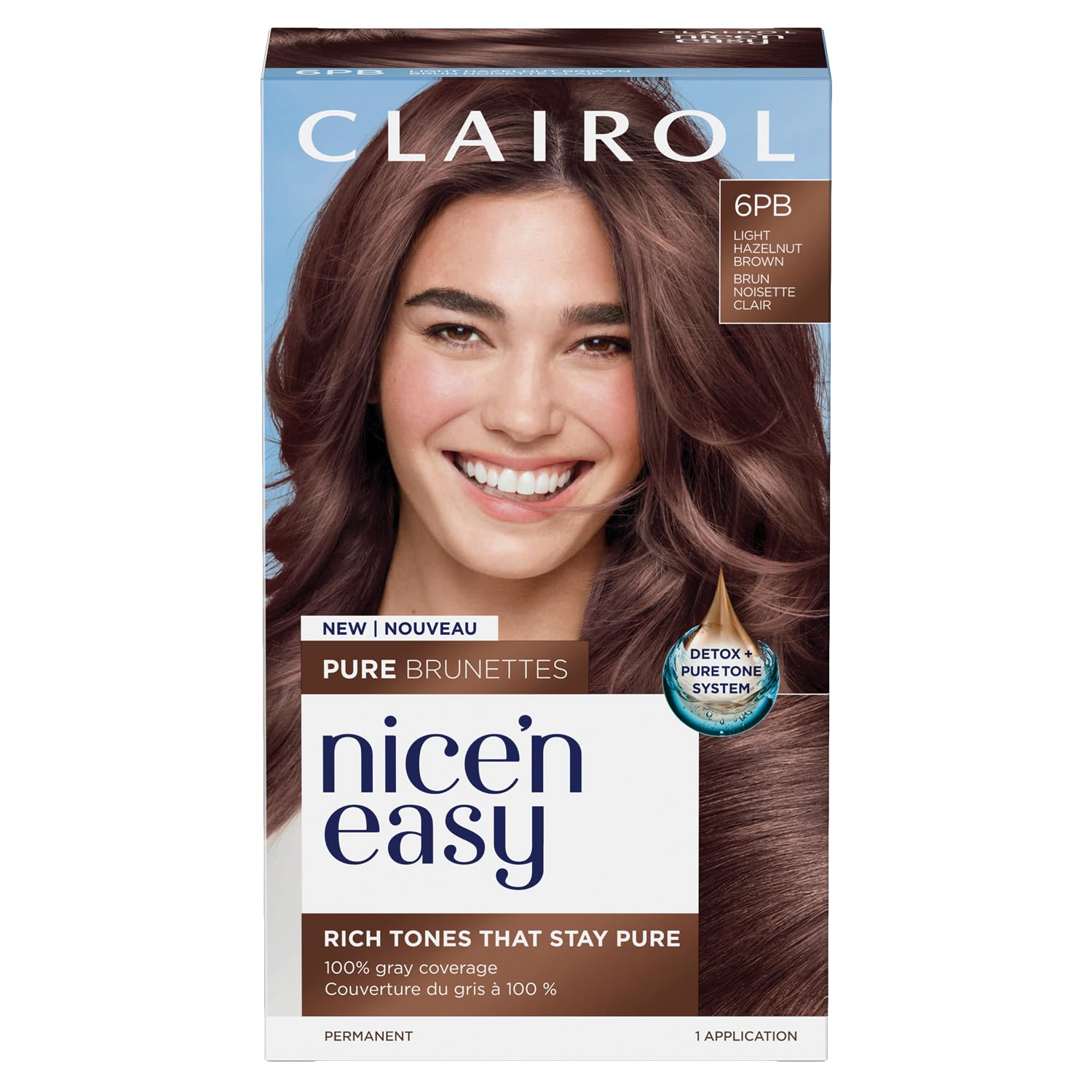 Clairol Nice'N Easy Pure Brunettes Hair Colour 6PB Light Hazelnut Brown