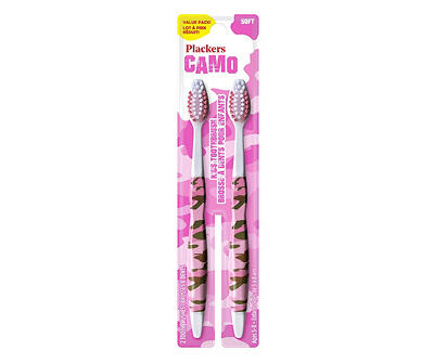 Plackers Camo Kids Girl Toothbrush Value Pack (2pcs)