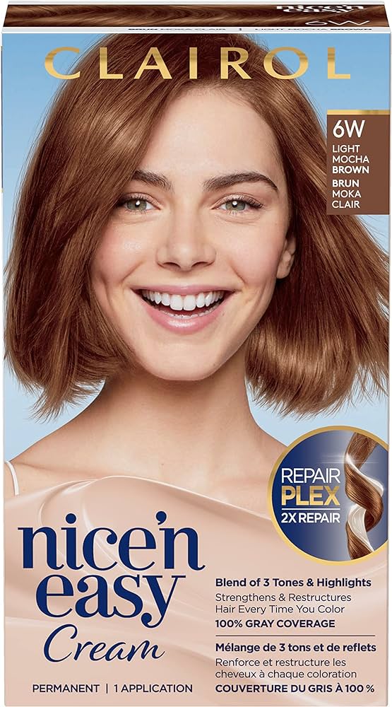 Clairol Nice'n Easy Cream Repair Plex Hair Colour, 6W Light Mocha Brown