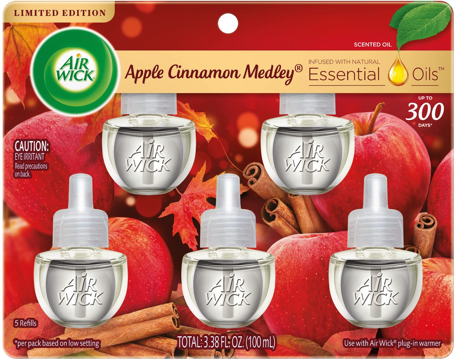 Air Wick Essential Oils Apple Cinnamon Medley (5 Refills / 20ml Each)