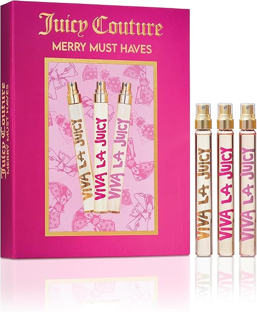 Juicy Couture Merry Must Haves 3pc Set x 10ml EDP Purse Spray Women (w/ Sucre)