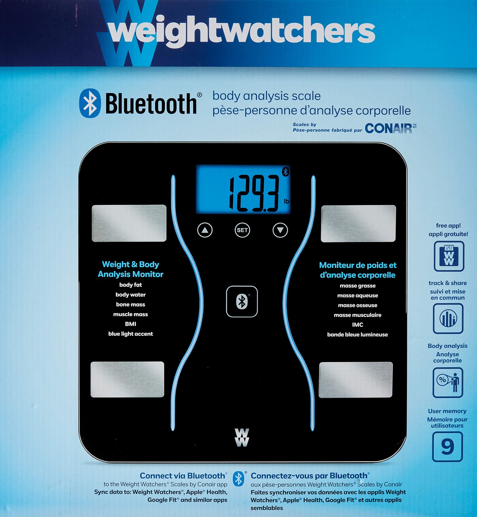 Conair Weight Watchers Bluetooth Digital Body Analysis Scale (CURBSIDE PICK UP ONLY)
