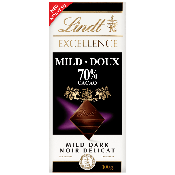 Lindt Excellence Mild 70% Cacao Mild Dark Chocolate Bar 100g