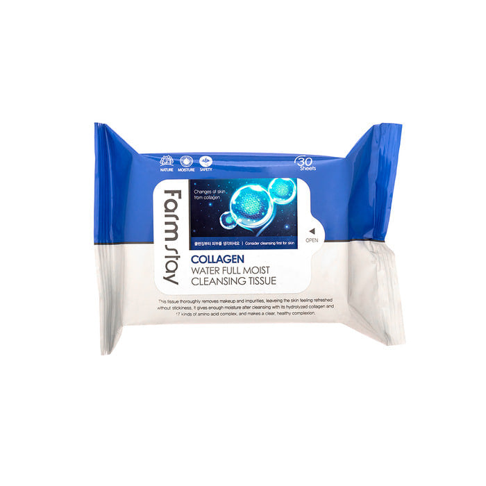Farmstay Collagen Water Full Moist Makeup Removing Tissue (30 Sheets)