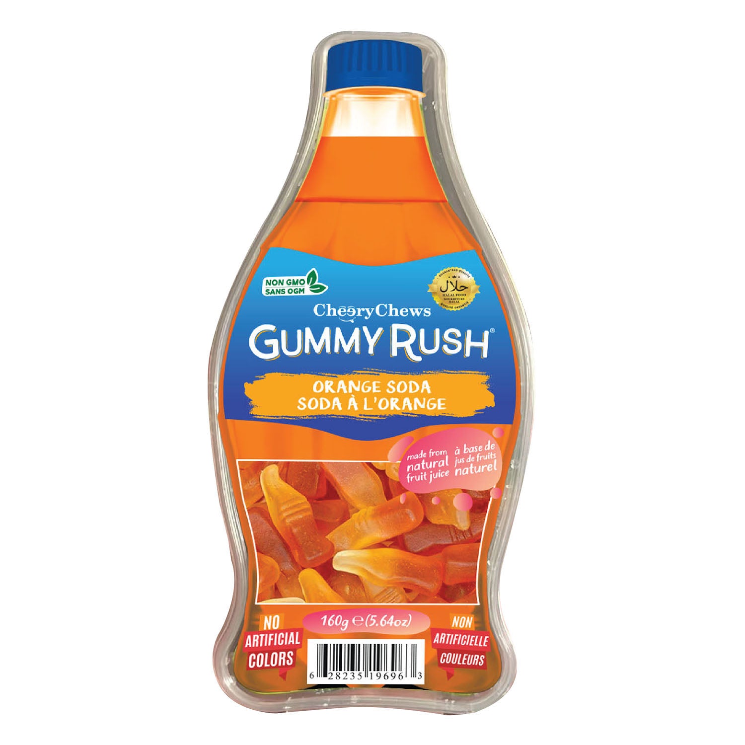 Gummy Rush 160g - Orange Soda Bottle Reusable Tub