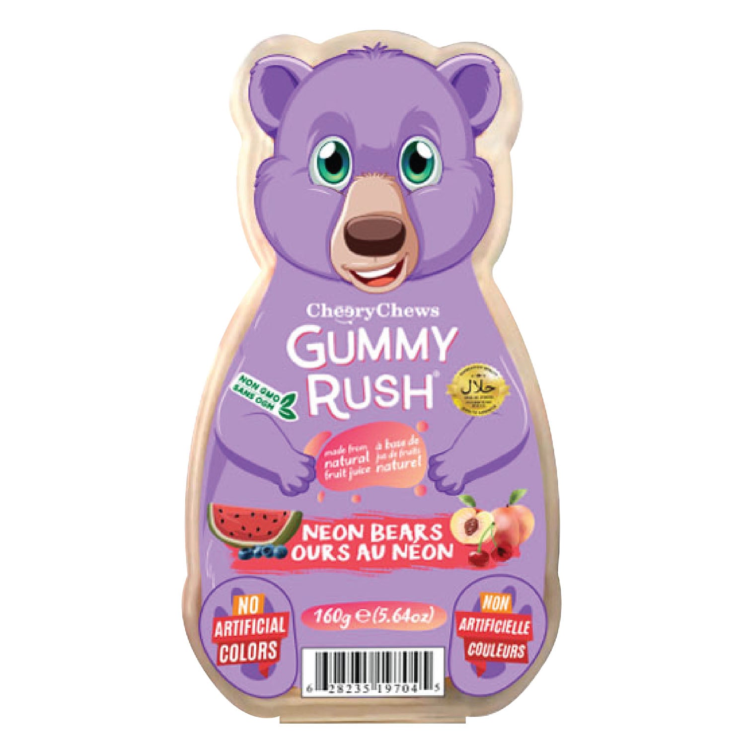 Gummy Rush 160g - Neon Bears Bottle Reusable Tub