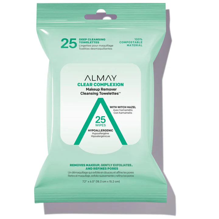Almay Biodegradable Clear Complexion Makeup Remover Cleansing Towelettes (25 wipes)