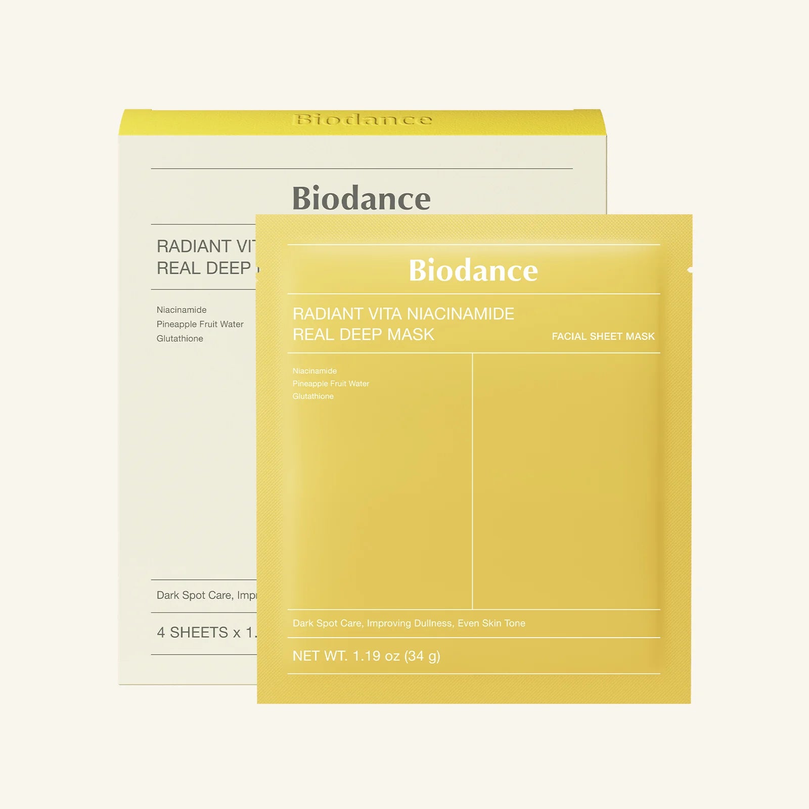 Biodance Radiant VIta Niacinamide Real Deep Mask 4sheets x 1.19oz