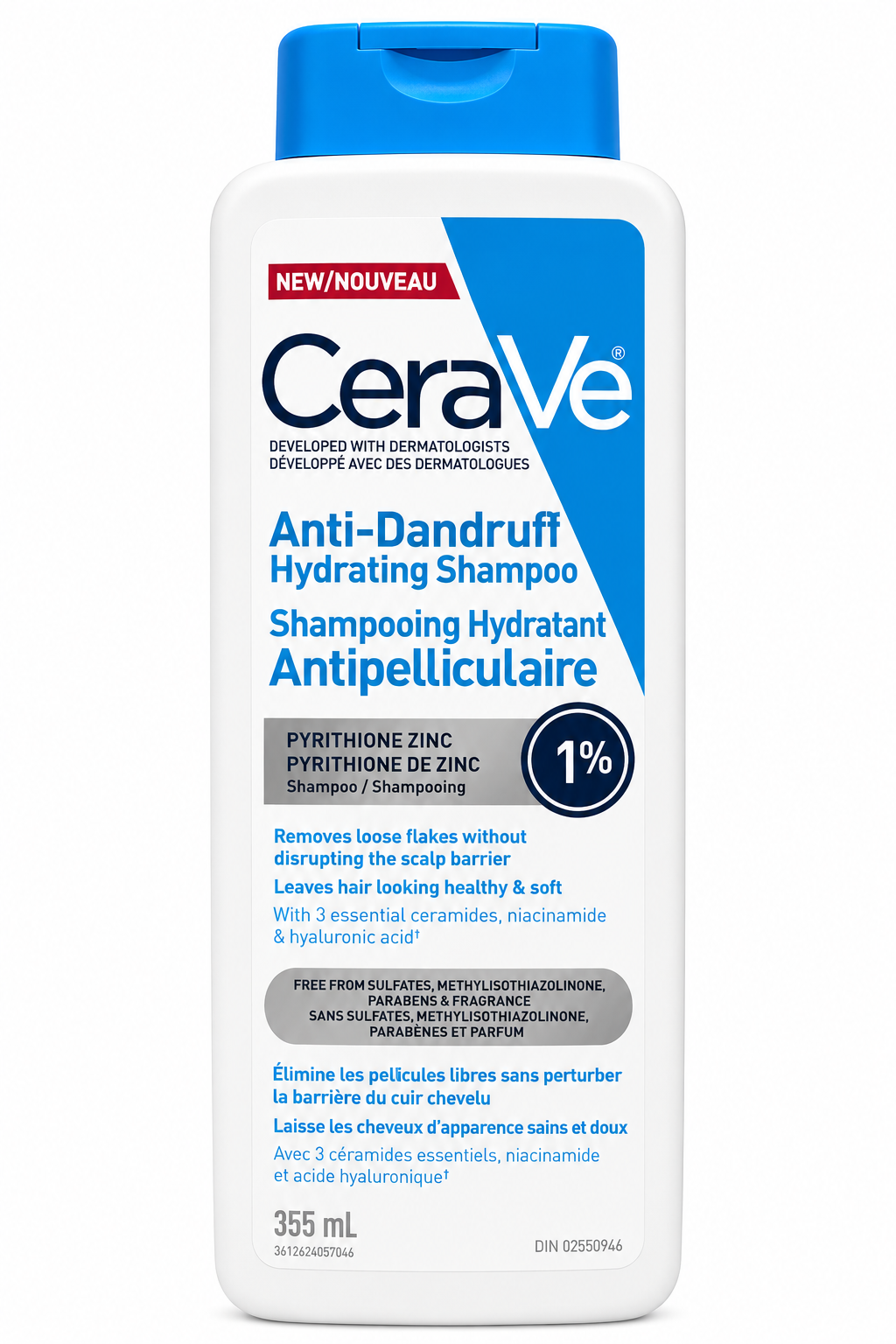 product description CeraVe Anti-Dandruff Hydrating Shampoo with 1% Pyrithione Zinc – 355ml