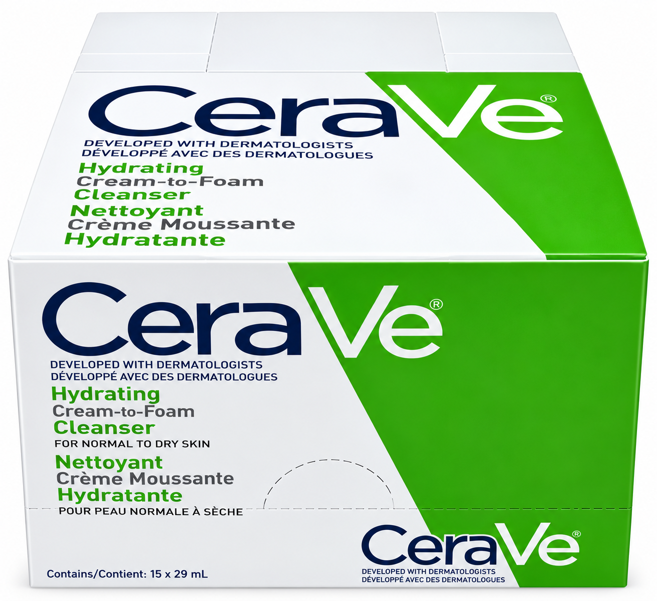 CeraVe Hydrating Cream-to-Foam Cleanser for Normal to Dry Skin – 15 x 29ml