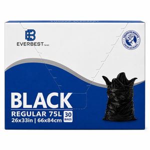 Everbest Black Regular 75L Garbage Bags 30Ct