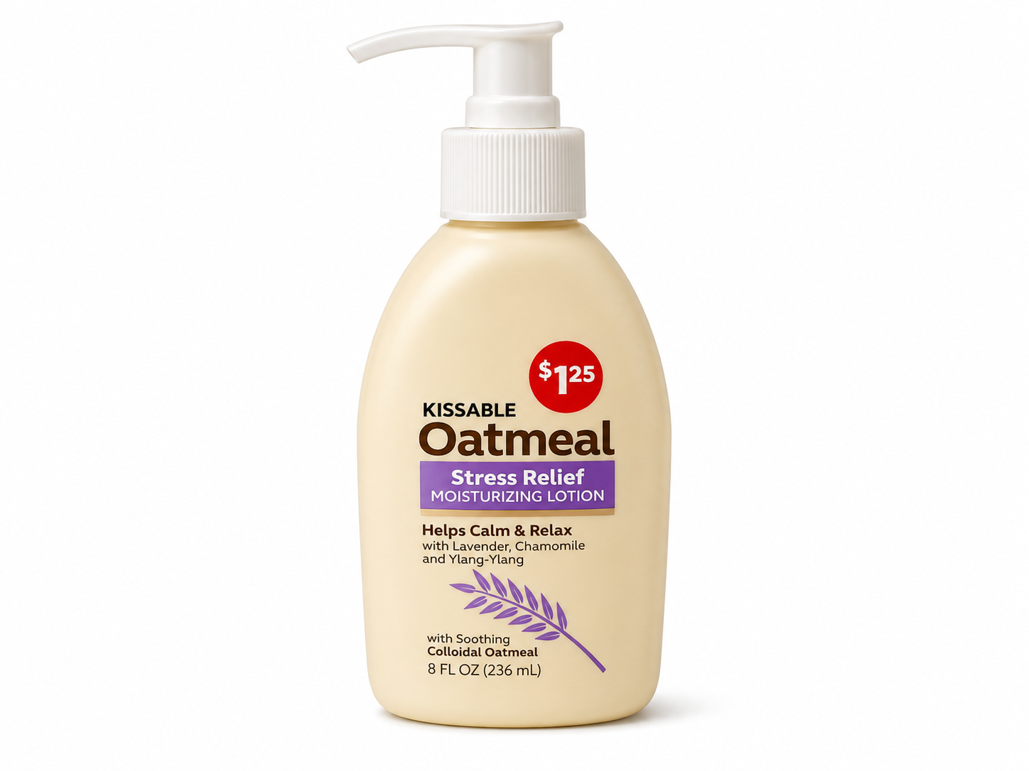 Kissable Oatmeal Stress Relief Moisturizing Lotion – Lavender, Chamomile & Ylang-Ylang 236ml