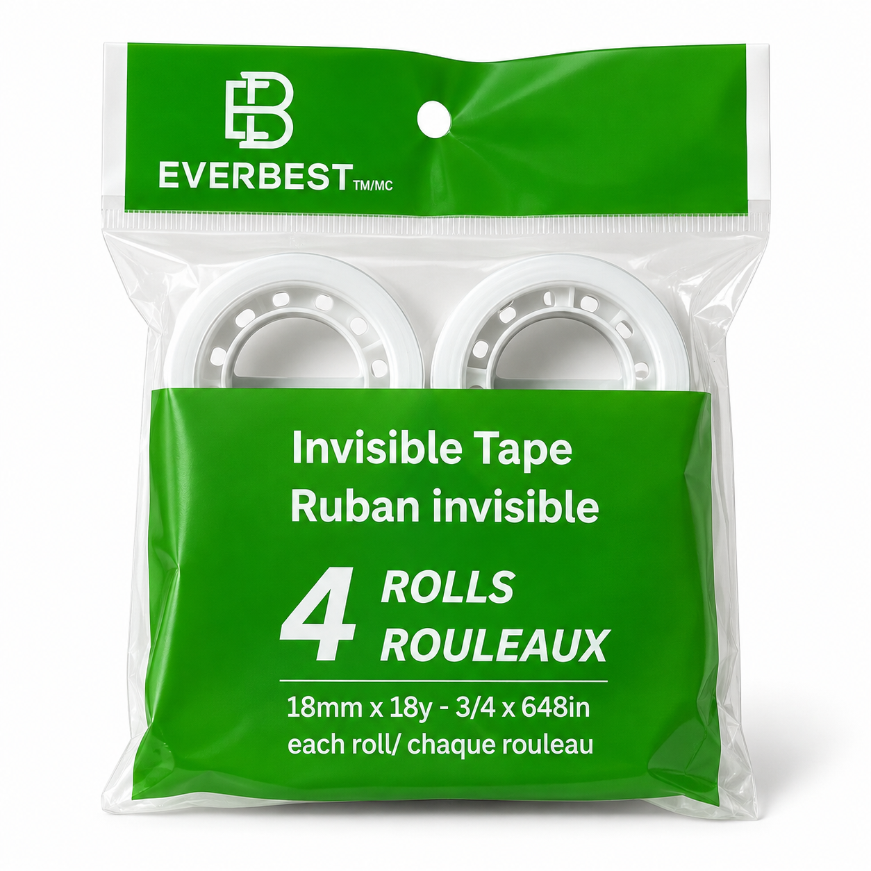 Everbest Invisible Tape 4 Rolls – 18 mm × 18 yd