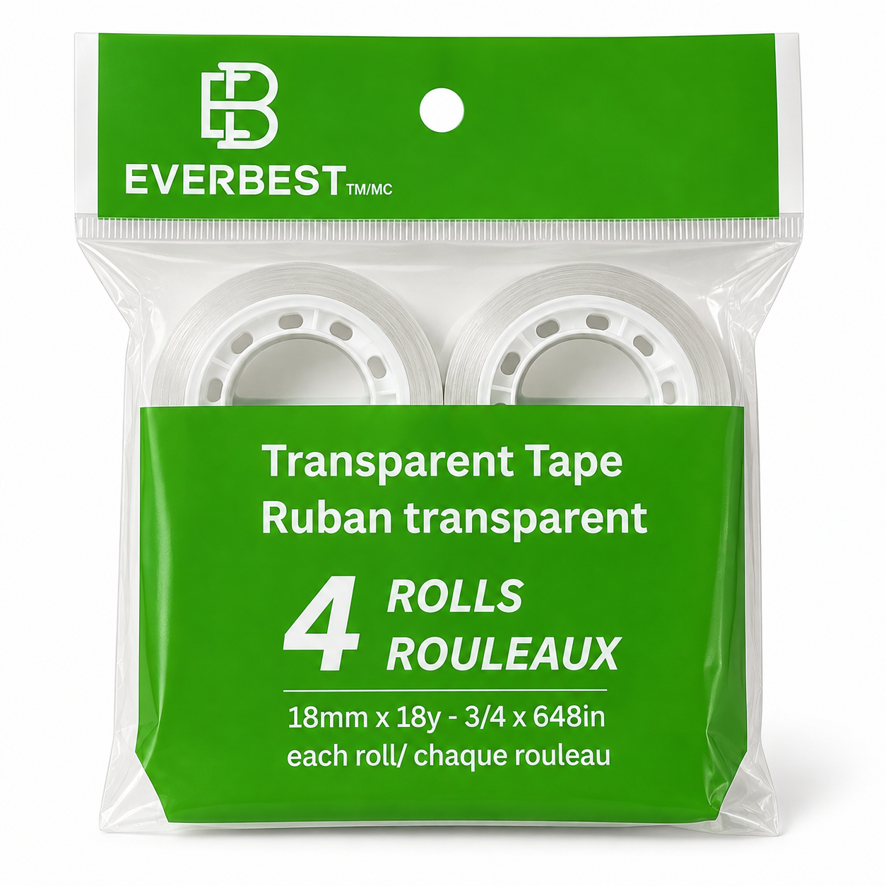 Everbest Transparent Tape 4 Rolls – 18 mm × 18 yd
