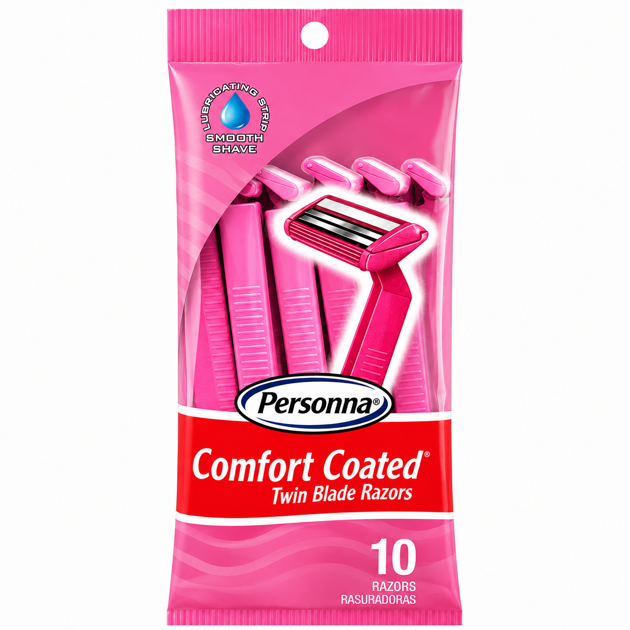 Personna Comfort Coated Twin Blade Razors 10 Razors (Pink)