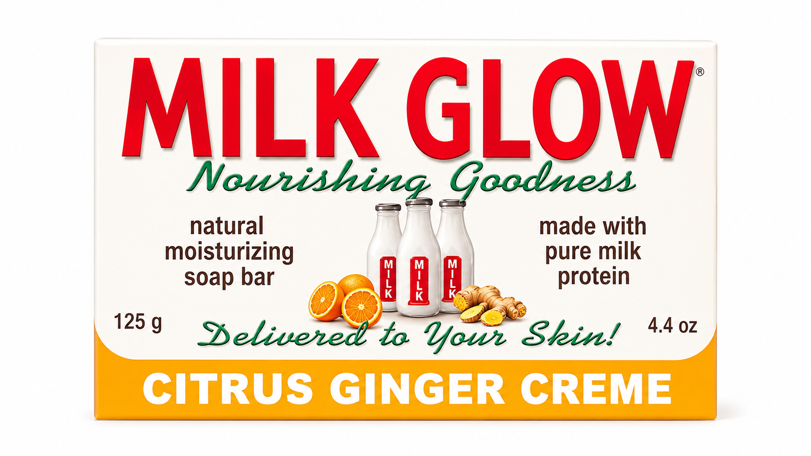 Milk Glow Citrus Ginger Creme Natural Moisturizing Soap Bar 125g