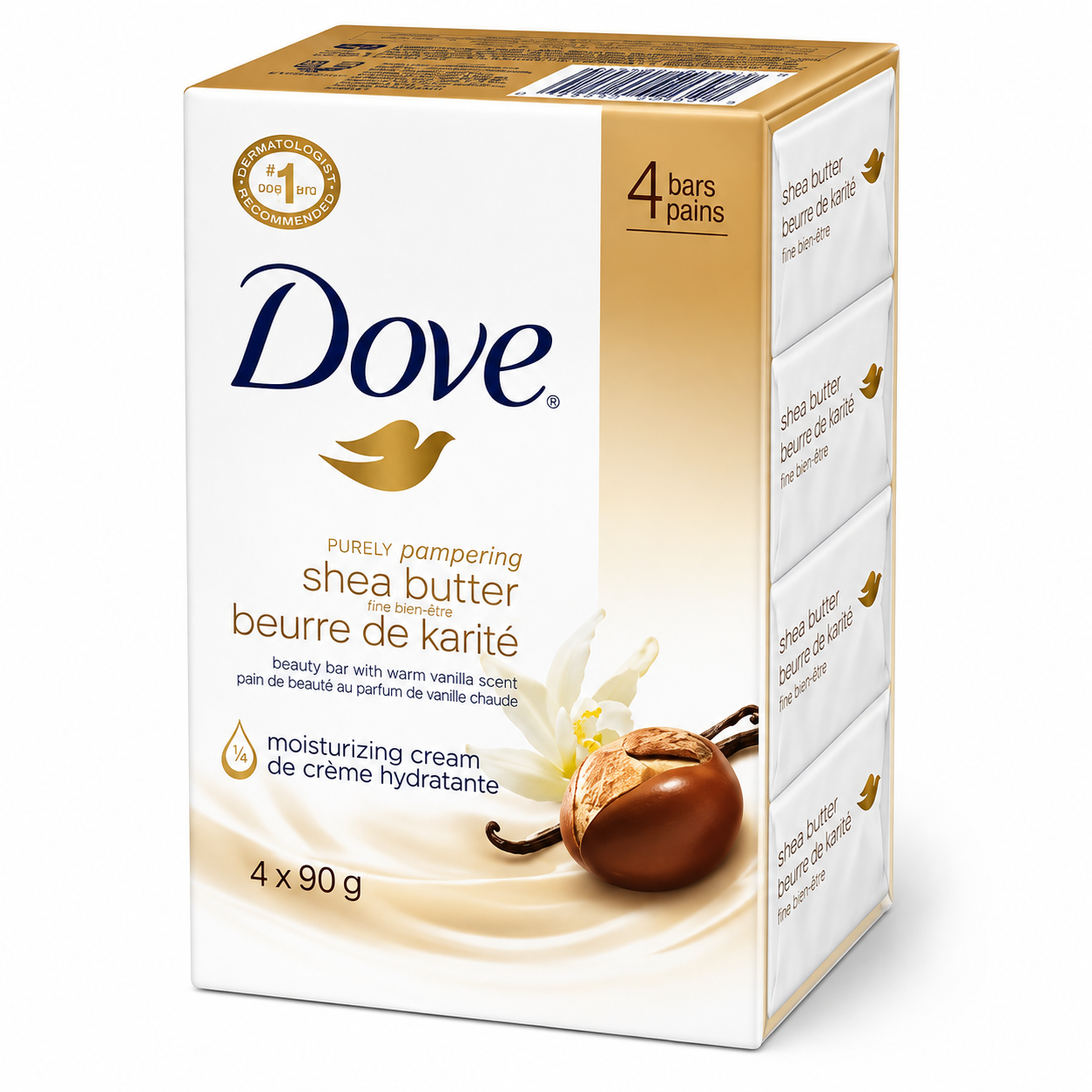 Dove Purely Pampering Shea Butter Beauty Bars with Warm Vanilla Scent 4 x 90g