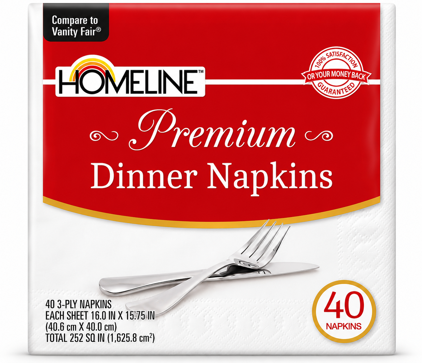 Homeline Premium Dinner Napkins 3-Ply 40pcs