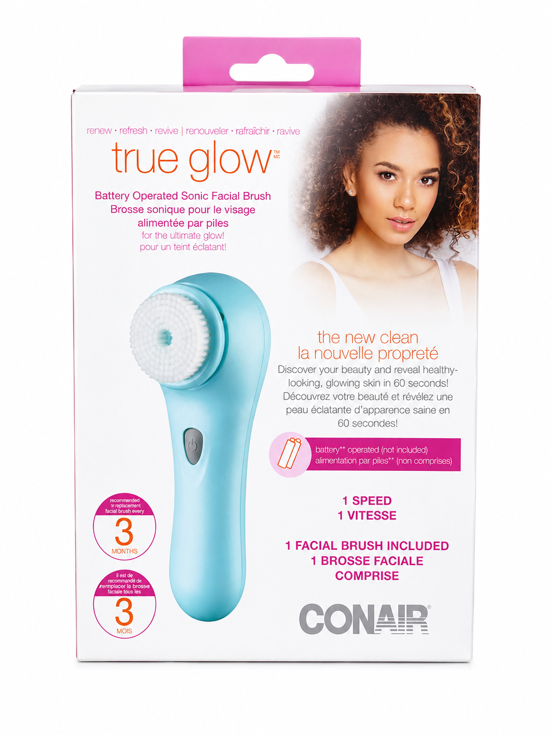 True Glow by Conair Battery-Operated Facial Cleansing Brush