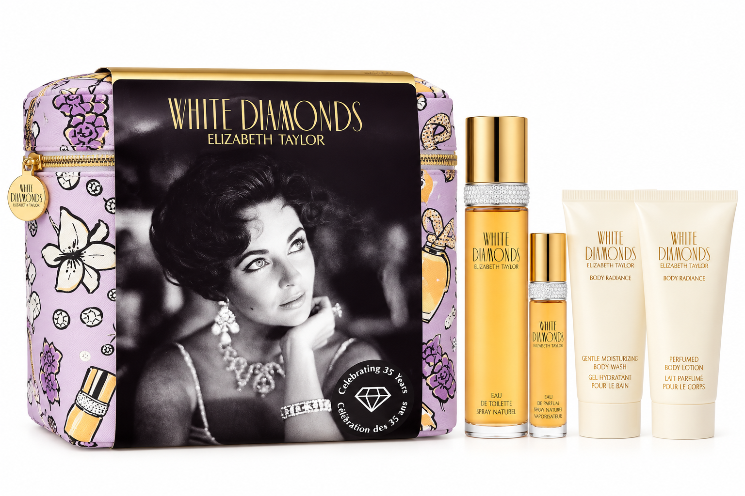 Elizabeth Taylor White Diamonds 4pc Set 100ml Edt + Bag Women