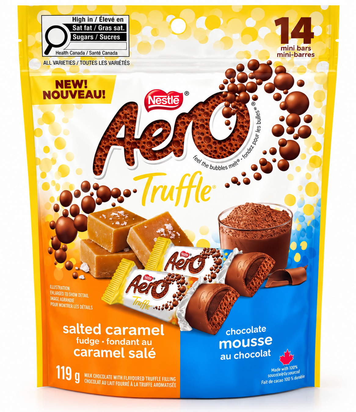 Nestlé Aero Truffle Salted Caramel & Chocolate Mousse Mini Bars 119g