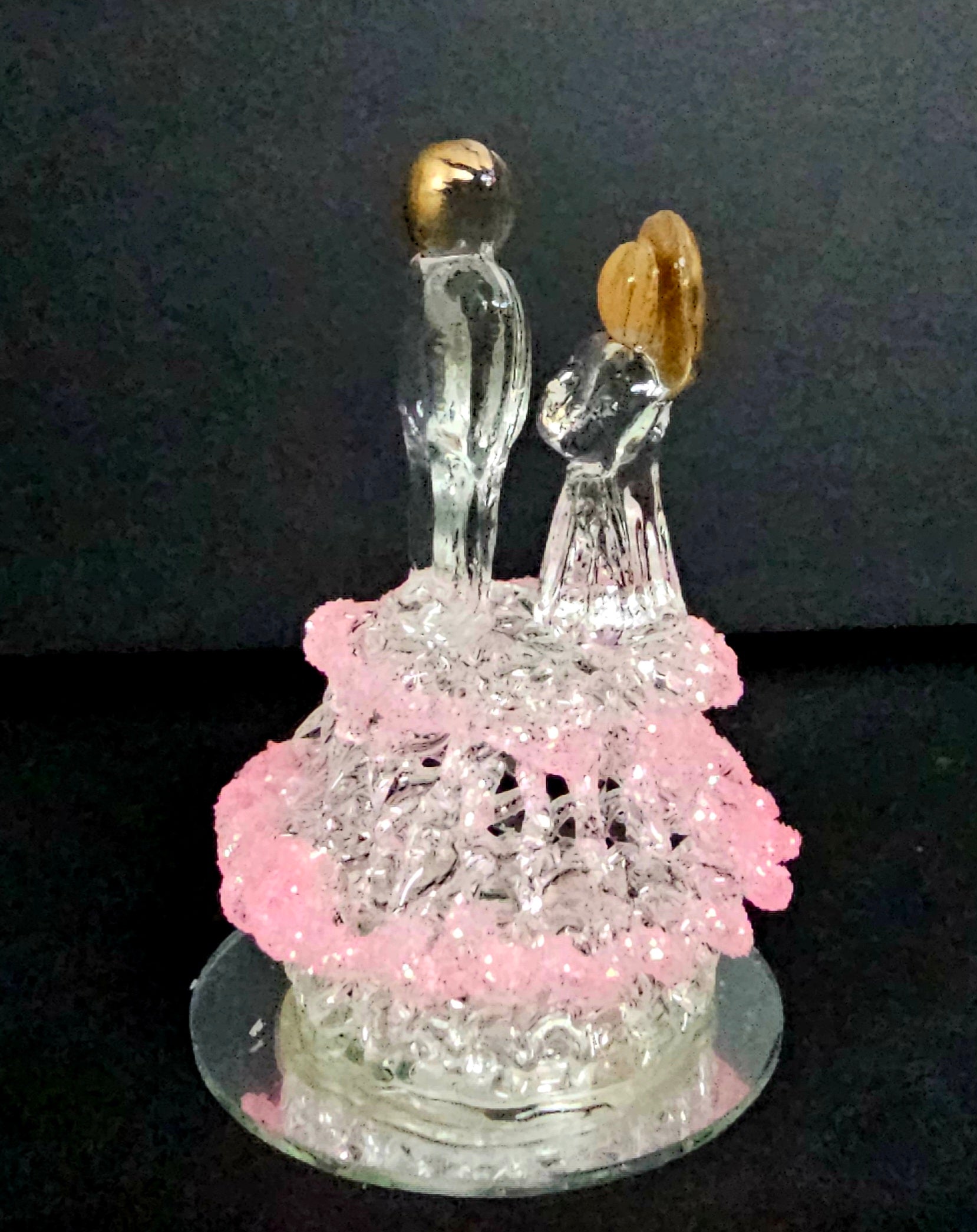 Crystal Figurines - Couple on Top of Pink Cake