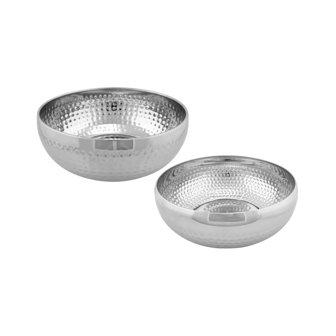 Nic & Syd Decorative Bowl Set Hammered Stainless Steel
