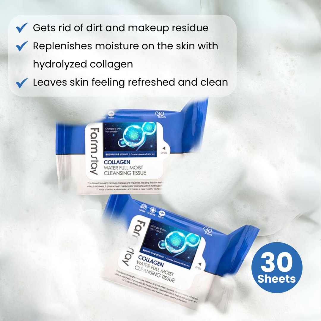 Farmstay Collagen Water Full Moist Makeup Removing Tissue (30 Sheets)