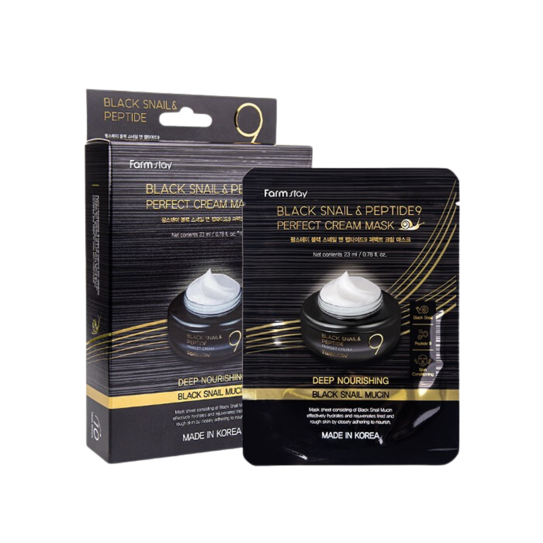 Farmstay Black Snail & Peptide 9 Perfect Cream Mask (10 Sheets)