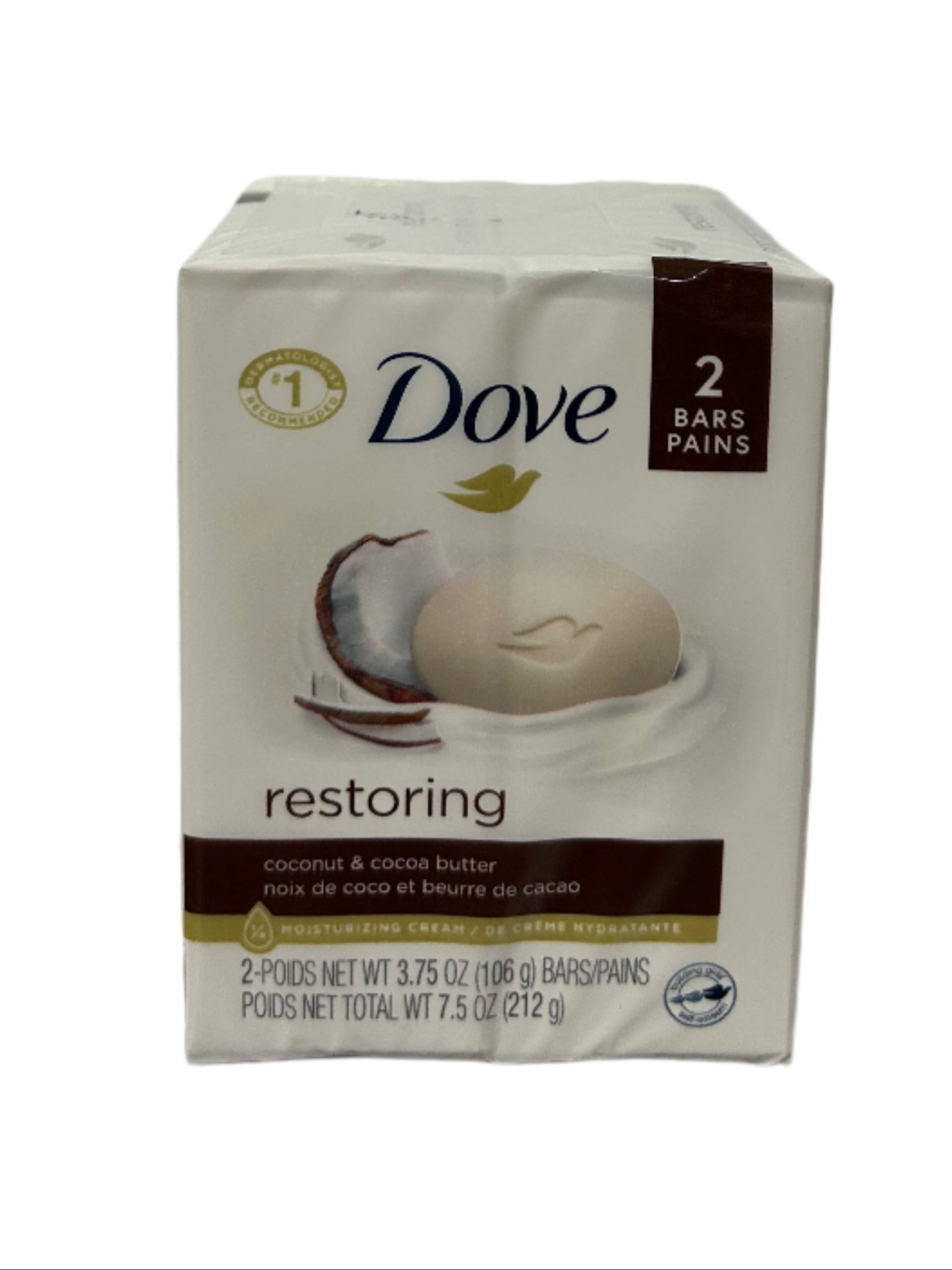 Dove Restoring Coconut & Cocoa Butter  Moisturizing Cream Bar 2 x 106g